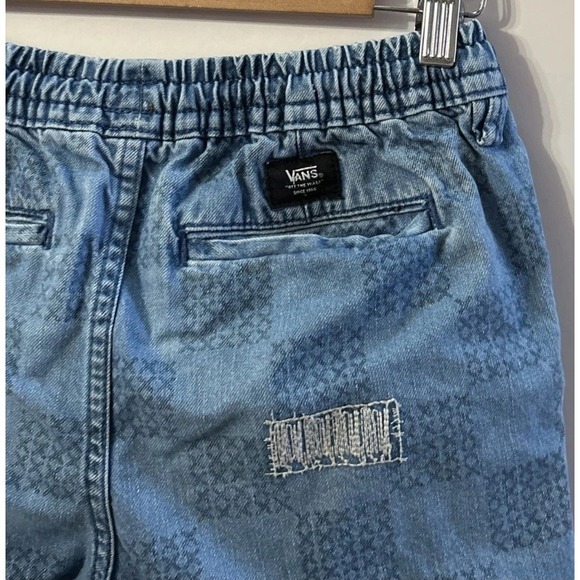 Women's Vans Range Elastic Drawstring Mended Check Range Crop Jeans XS Skate Y2K - Picture 5 of 8